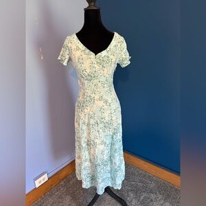 Eddie Bauer Rayon Floral Button-Front Midi Dress XS Petite